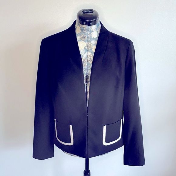 Jones New York Mod Minimalist Collarless Blazer Sz 8 - Picture 2 of 3